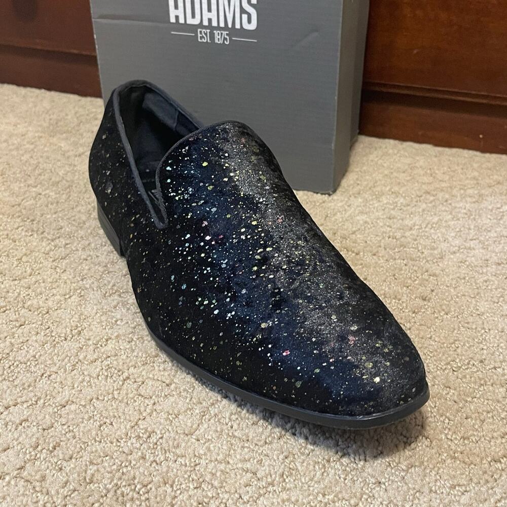 Stacy Adams Men's Stellar Glitter Plain Toe Slip On Loafer Black Velour Size 12 - Picture 3 of 12